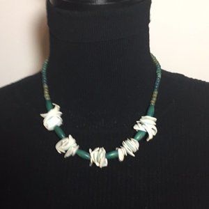 Bohemian Jewelry Natural Stones & Shell Necklace 18" long